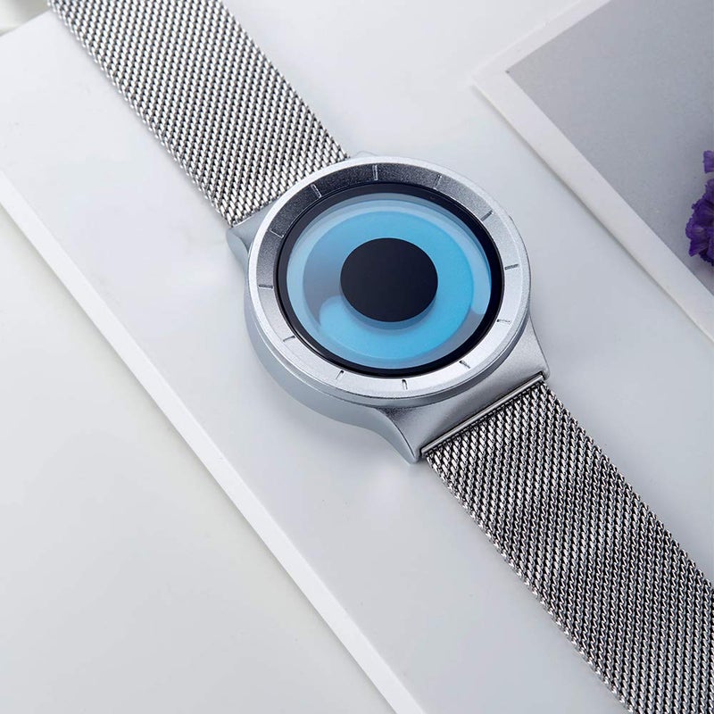 SINOBI Business Watches Men Fashion Creative Original Design Watch Men Steel Mesh Men's Watch Clock Relogio Masculino Unique Wristwatch(Silver Blue) - Image 3
